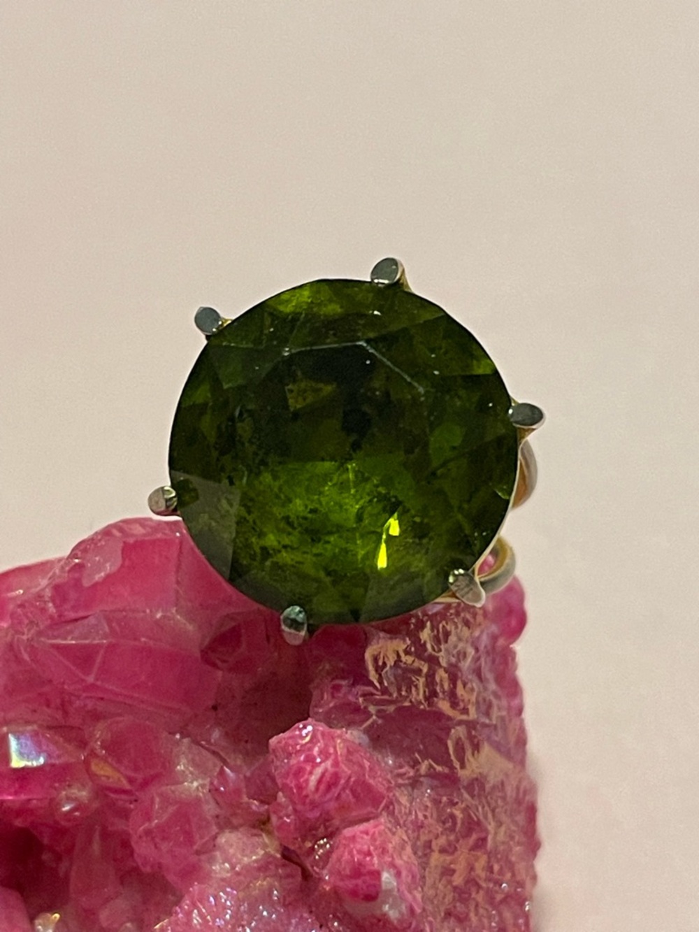 Vintage Costume Green Adjustable Ring #9315